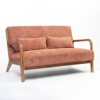 Canapé 2 places moderne en tissu bouclé réglable, avec structure en bois massif et rembourrage en mousse, idéal pour appartement et hôtel