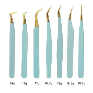 DANTRIC IMPLANTS ชุดแหนบต่อขนตาสแตนเลสสตีลความแม่นยำสูง จับถนัดมือ ด้ามสีฟ้าอ่อน ปลายเคลือบทอง 6 ชิ้น สำหรับมืออาชีพ - Product Image 5
