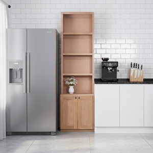 Armoire de cuisine moderne en teck massif de haute qualité, rangement et étagères, finition couleur bois naturel pour la maison et la restauration - Product Image 5