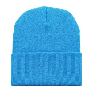 Gorro Unisex de Color Sólido, 100% Acrílico, Gorro de Invierno de Punto, Estilo Casual, Azul, para Adultos, Circunferencia de Cabeza de 56-58 cm - Product Image 2