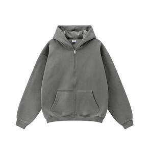 Men's Brown <b>Zip</b>-Up Hoodie 100% Cotton Fleece Oversized Casual Sweatshirt with Pocket Autumn Wear - Product Image 6
