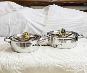 Ensemble de casseroles Premium Royal Gold, texture martelée décorative, avec bouton en forme de citrouille, vaisselle élégante pour mariage et fêtes - Product Image 5
