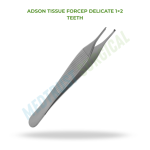 Pince à tissus Adson délicate 1x2 dents 12cm, instrument chirurgical, pince de maintien des tissus fins - Product Image 2
