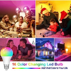 9W RGB LED Light <b>Bulbs</b> 40W Equivalent A19 E27/<b>E26</b> 6500K Warm White 16-Color Multicolor Smart <b>Bulbs</b> RGB Color Changing - Product Image 6