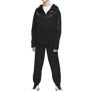 Ensemble de survêtement à capuche pour garçons noirs unis de haute qualité vêtements de rue chauds survêtement pour enfants pour l'entraînement de jogging en coupe Standard - Product Image 1