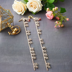 <b>Women's</b> Fashion Trendy Indian Silver <b>Anklets</b> with Circling Setting Elegant Payal Design - Product Image 3