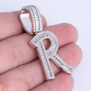 Colgante con Letra P, Chapado en Rodio, con Circonitas, Estilo Hip Hop, Unisex, para Regalo - Product Image 2