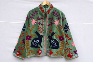 <b>Top</b> Quality Women Suzani Embroidered Velvet Jacket Floral Ethnic Fashion Wholesale <b>Coat</b> Floral Suzani Embroidered - Product Image 3