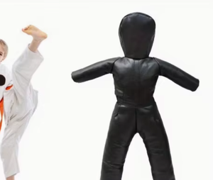 Dummy de boxe en similicuir noir avec rembourrage en éponge, équipement d'entraînement durable pour adultes, lutte professionnelle, grappling - Product Image 4