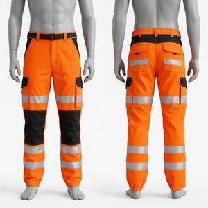 Industrial 65 Polyester 35 Cotton Twill 245 GSM Reflective Hi Vis Cargo <b>Work</b> <b>Pant</b> Custom Logo OEM ODM Quality - Product Image 3