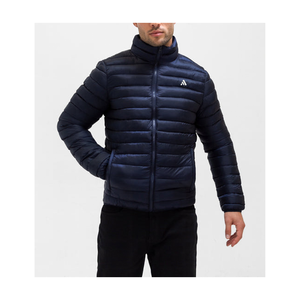 Chaqueta acolchada azul marino para hombre, con cuello alto, cierre de cremallera, abrigo informal de invierno - Product Image 4