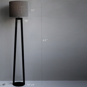 Oval Base Matte <b>Black</b> Floor Lamp Modern Industrial Standing <b>Light</b> Grey Fabric Drum <b>Shade</b> Minimalist Home Decor Nordic Style - Product Image 2