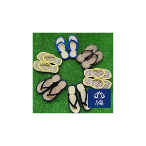 Sandales d'intérieur plates en lin bleu de haute qualité, douces et légères, avec doublure en peluche, pour la maison et l'hôtel - Product Image 4