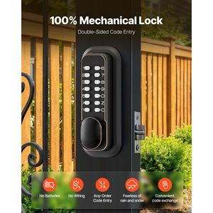 Serratura Meccanica per Porta con Codice a 4/7 Cifre, Pulsantiera a Doppio Lato e Tastierino a D, Sistema di Accesso Senza Chiave 2.0 - Product Image 2