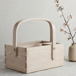 Organisateur de cuisine unique en bois de manguier fait main, finition blanchie, pour le rangement de la vaisselle et des couverts - Product Image 3