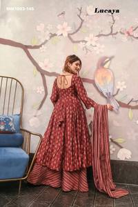 Conjunto de Kurti-Plazzo-Dupatta Anarkali de Muselina de Alta Calidad con Estampado Digital, Colección de Moda Femenina de Exportación India - Product Image 4