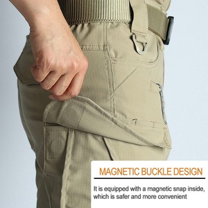 Pantalon de randonnée tactique d'été pour homme, léger, décontracté, taille mi-haute, à braguette boutonnée, imperméable, coupe-vent, respirant, en polyester/coton - Product Image 4