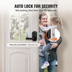 Serrure de porte électronique sans clé connectée au réseau Wi-Fi avec clavier à verrouillage automatique, levier, mot de passe, clé et fonctions de déverrouillage par combinaison - Product Image 5
