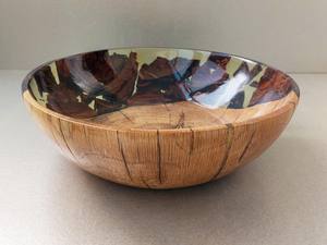 Bol en résine de peau de chêne et de noyer, fait main, bol décoratif en bois et résine, bol à bijoux - Product Image 2