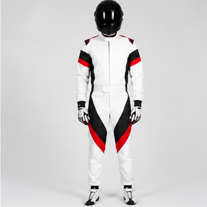 Traje de Carreras de Manga Larga para Hombre, Blanco, Negro y Rojo, Resistente a las Llamas, de Secado Rápido, Transpirable, de Poliéster, para Todas las Estaciones, Personalizable - Product Image 1
