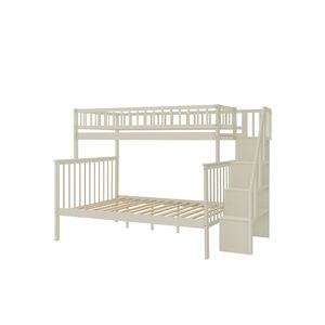 Cream Twin Over Full Stairway <b>Bunk</b> <b>Bed</b> <b>with</b> <b>Trundle</b> Kids' <b>Beds</b> Product - Product Image 6