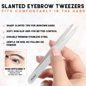 ZONA Stainless Steel Slanted Tip <b>Eyebrow</b> Tweezers Precision <b>Hair</b> <b>Removal</b> Tool Ingrown <b>Hairs</b> Chin Splinter <b>Removal</b> Eco-Friendly - Product Image 4