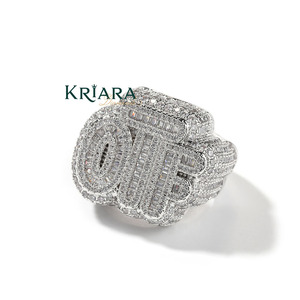 Anillo de Diamantes de Plata 925, Estilo Hiphop, Corte Baguette, Diamantes Cultivados en Laboratorio, Unisex, Uso Diario - Product Image 3