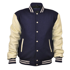 Wool Body Print Pattern Plus <b>Real</b> <b>Leather</b> Sleeves Varsity <b>Jacket</b> Casual Style Windproof Letterman Club Team Varsity <b>Jacket</b> - Product Image 4