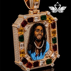 Most Selling Hip Hop Pendant for Rappers Fashion Jewelry Unisex Necklace Charm <b>Iced</b> Designer 925 Silver Moissanite Available - Product Image 4