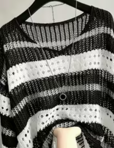 Plus Size Women's <b>Patchwork</b> Anti-Wrinkle O-Neck Pullover Short Sleeve 100% Cotton Casual Summer Knit Tee 380g Digital Printed - Product Image 6