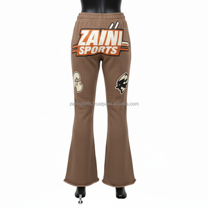 กางเกงผ้าคอตตอนโพลี280เกรดพรีเมียมของผู้หญิงกางเกงผ้ายืดสีน้ำตาลอ่อนพร้อมการถ่ายโอนความร้อนออกแบบโลโก้ได้ตามต้องการ - Product Image 2