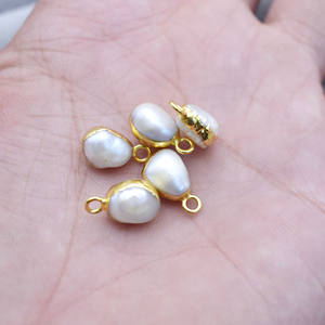 Pendentif en perle baroque d'eau douce, plaqué or, charme en perle naturelle, fournitures de fabrication de bijoux DIY pour collier et boucles d'oreilles - Product Image 4