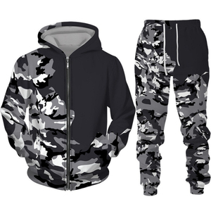 High Quality Eco-Friendly 100% Cotton Winter Streetwear Casual Fleece Sweatshirts Sweatpants Tracksuits Set Custom <b>Men</b> Regular - Product Image 3