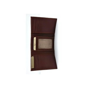 Brown Trifold Leather <b>Wallet</b> for Men with Multiple Card Slots and Transparent ID Window Slim And Blue Leather Snap Button <b>Wallet</b> - Product Image 2