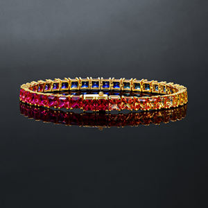 กำไลข้อมือเทนนิสแบบฮิปฮอป AMBER JEWELS ทองคำ 18K แท้ ประดับด้วยพลอยธรรมชาติเจียระไนแบบบริลเลียนท์ ได้รับการรับรองจาก IGI ตัวเรือนแบบ Claw Setting เหมาะสำหรับงานแต่งงานแบบคลาสสิก - Product Image 4