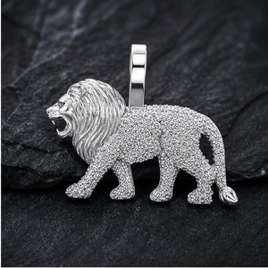 Pendentifs et breloques Hip Hop tendance en or massif 10K, sertis de diamants de laboratoire, motif Lion Roi Africain majestueux en marche, personnalisés - Product Image 4