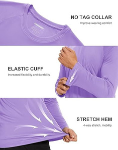 Camiseta de Manga Larga para Hombre, Protección Solar UV, Secado Rápido, para Playa y Pesca, Color Morado - Product Image 3