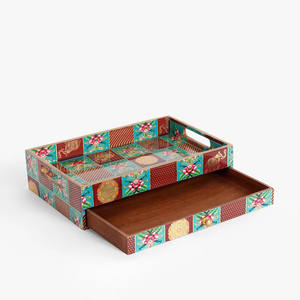 Bandeja de servicio de almacenamiento al por mayor con cajón Bandeja de almacenamiento impresa de esmalte de diseño personalizado al mejor precio - Product Image 1