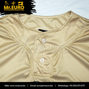 Maillot de baseball personnalisé à sublimation, 2 boutons, col en V court, coupe ample, rayures étoilées marron, anti-bactérien, uniforme d'équipe, vente en gros, 100% coton - Product Image 5