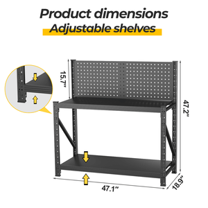 ล้อสำหรับโต๊ะทำงาน Temu Heavy Duty รับน้ำหนักได้ 3000 ปอนด์ ชั้นวางปรับระดับได้ แผ่นเพ็กบอร์ดอะลูมิเนียม 3 มิติ รองรับตู้เก็บเครื่องมือแบบตั้งพื้นเท่านั้น - Product Image 2