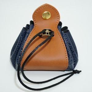 Handmade Leather <b>Dice</b> Cup Brown Classic Style Storage Case for Adult Use with Pink Trim and Drawstring Closure - Product Image 3