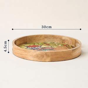 Plateau de service en bois laqué écologique au design authentique, plateau de service décoratif multifonctionnel pour la maison, la cuisine et le petit-déjeuner - Product Image 2