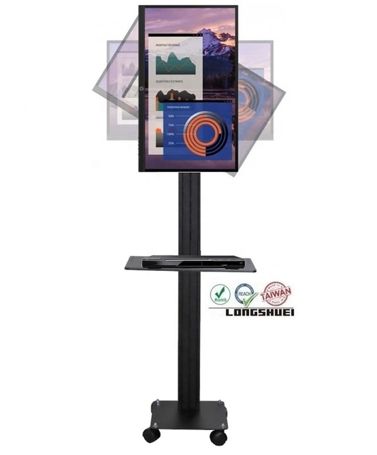 Universal Floor Rolling Adjustable TV Stand with Wheels and Tilt for 17 to 27 Inch Flat Panel LED/LCD Screens Heavy Duty TV Cart