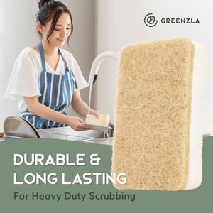 Spugne da Cucina Greenzla a Base Vegetale, Spugne per Piatti Non Abrasive in Sisal e Canapa per Stoviglie, Piani di Lavoro e Vasche da Bagno - Product Image 2