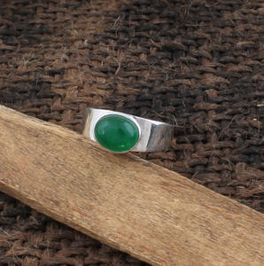 Natural Green <b>Jade</b> Sterling Silver Women's Wedding <b>Ring</b> Classic Bezel Setting Third Party Certified Gift Jewelry - Product Image 2