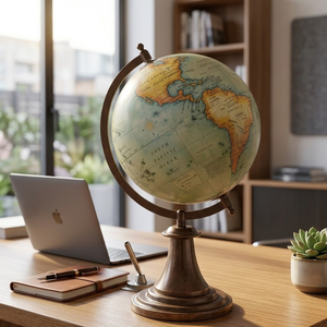 Globo Terráqueo Decorativo de Escritorio |   Soporte de Hierro con Globo de Plástico |   Globo Terráqueo Educativo para Decoración de Oficina y Mesa de Estudio - Product Image 1