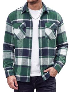 Men Casual Plaid Shirt <b>Jacket</b> Lightweight <b>Flannel</b> Button Up Shirt Wholesale Supplier - Product Image 1