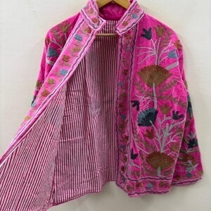 Velvet Suzani Embroidered Jacket Handmade Boho Chic Ethnic <b>Coat</b> Vintage Style Outerwear Wholesale Bohemian Velvet Jacket - Product Image 4