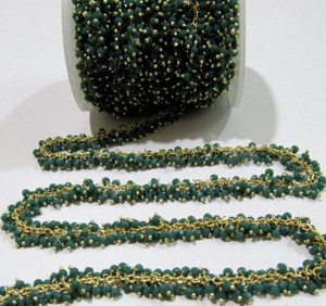 Peruvian Chalcedony Grape Chain Hydro Quartz 2.5mm Wire Wrap <b>Rosary</b> Beaded Chain - Product Image 1