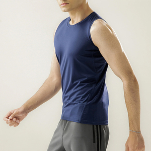 Latest Design Men's Casual Knitted Tank <b>Top</b> <b>Navy</b> Blue Color Cotton Polyester Fitness Wear 220GSM Men's Summer Tank <b>Tops</b> - Product Image 6